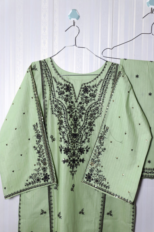 Two Piece Embroidered Cotton Suit