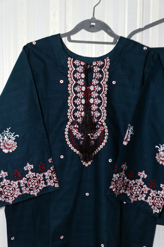 Two piece Embroidered Cotton Suit