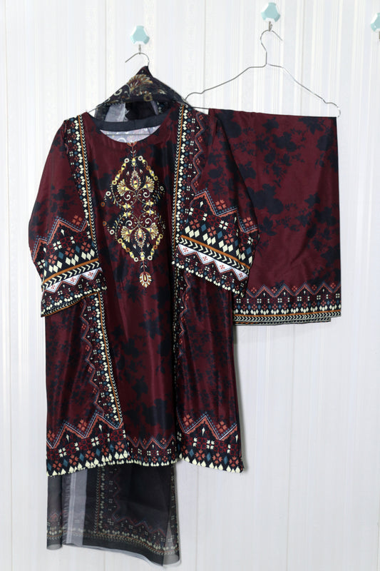Three Piece Cotton Lawn Shalwar Kameez